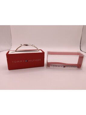 Tommy Hilfiger Silver-Tone H Logo Bangle Vintage  Y2K Bracelet In Original Box